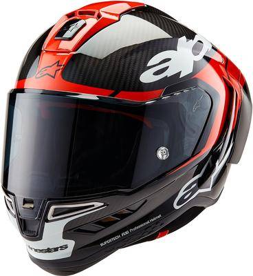 Alpinestars Supertech R10 Element, Integraalhelm, Zwart Carbon-Helder Rood-Wit