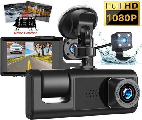 Winwin Dual Lens Dash Cam HD 1080P Front/Rear/Inside Video Camera G-sensor