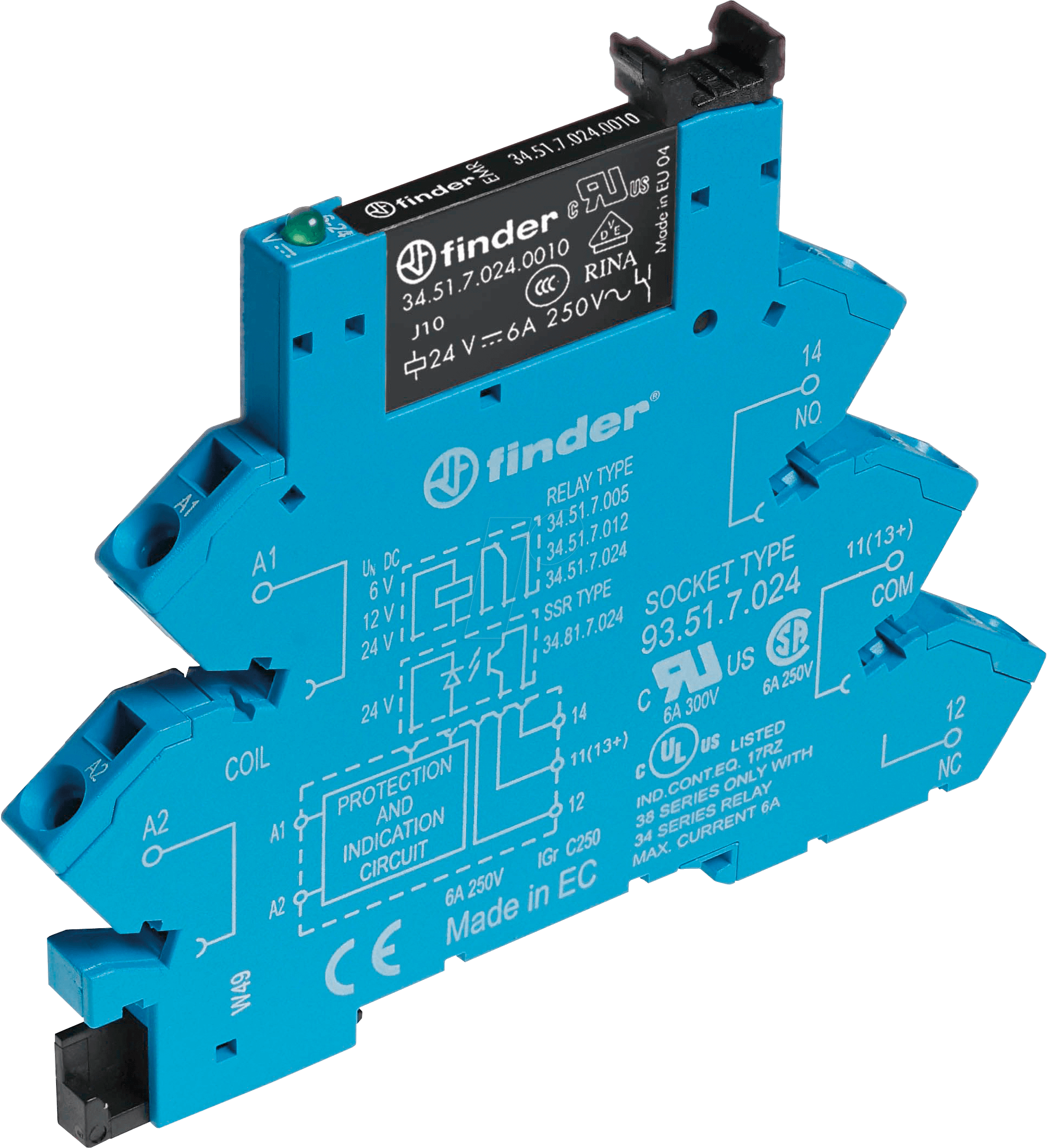 Finder 6A Relay Interface Module EMR N/A 250V AC