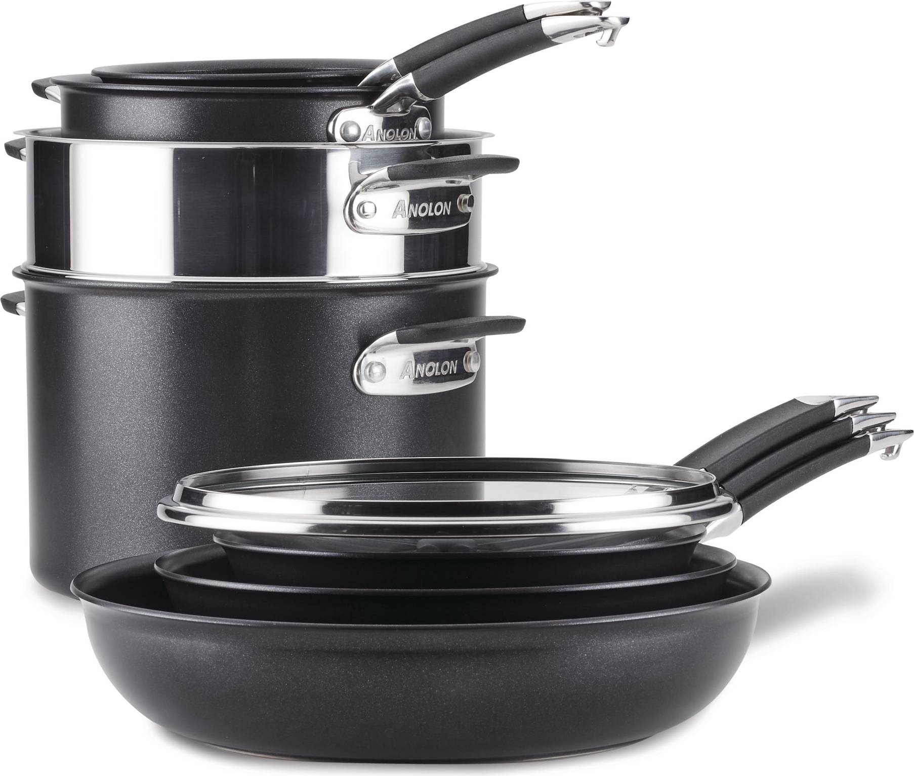 Anolon SmartStack 9-Piece Cookware Set with lid
