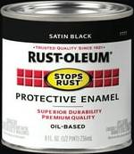 Black satin paint Rust-Oleum Voc Exempt Stops