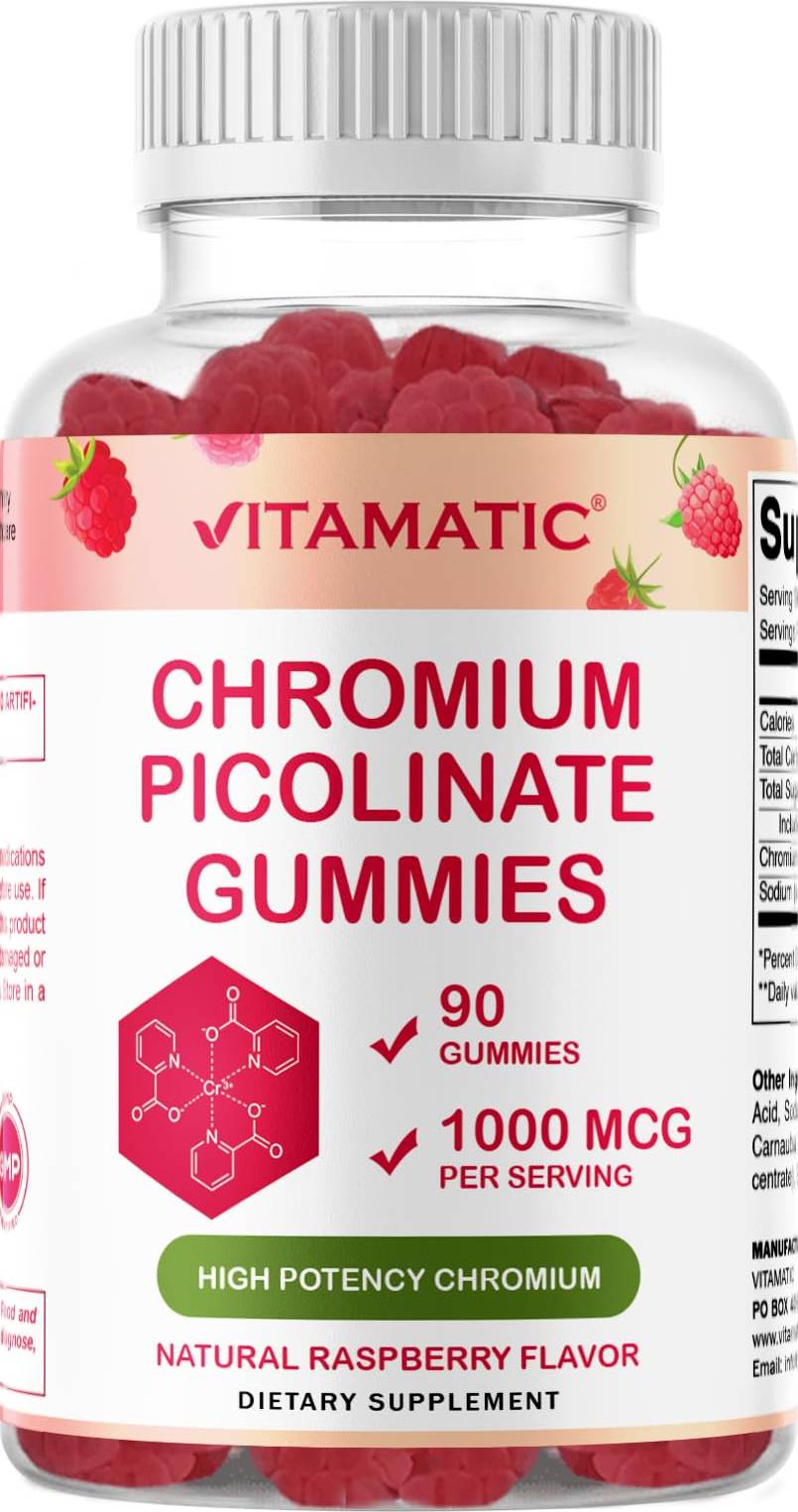 Vitamatic Chromium Picolinate Raspberry Gummies 90 Gummies