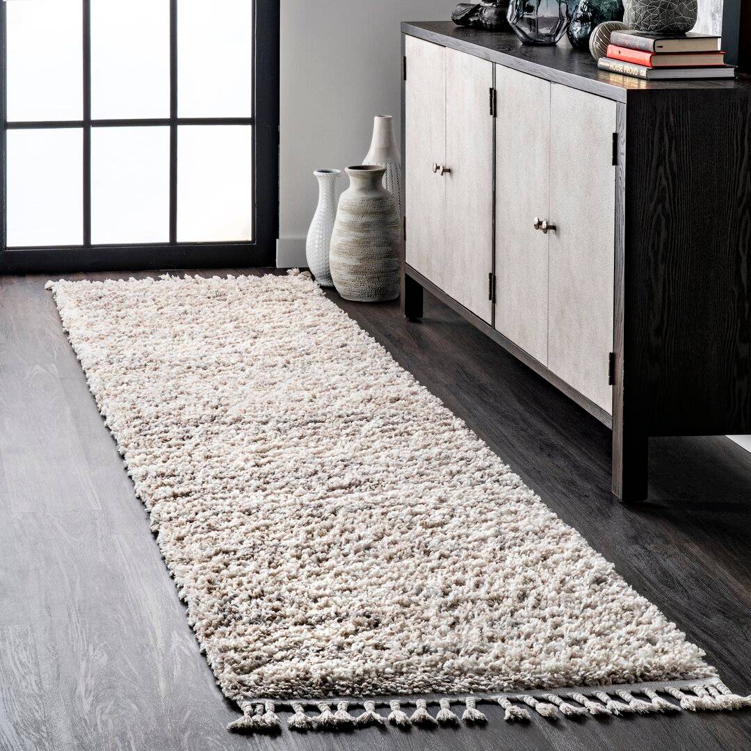 Blue Elephant Ivory Rug White