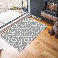 Serdim Rugs Machine Washable Quatrefoil Anti Grey