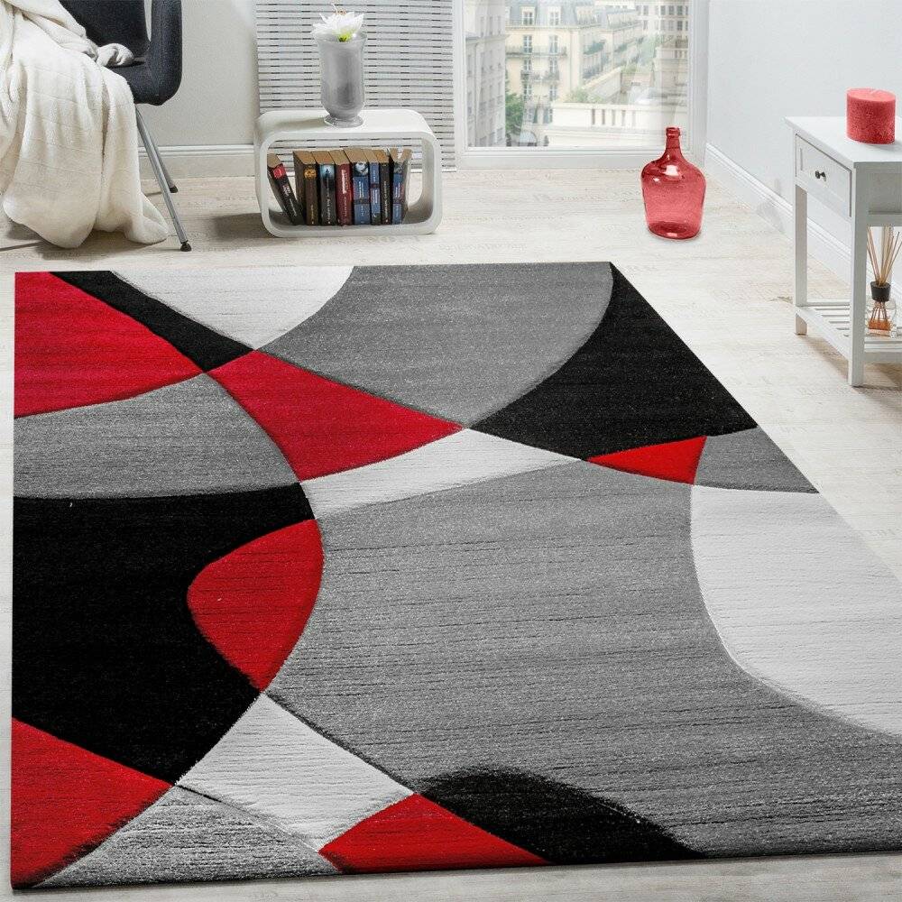Zipcode Design Lizbeth Grey/Red/Black Rug Rectangular 240 x 330 cm Black