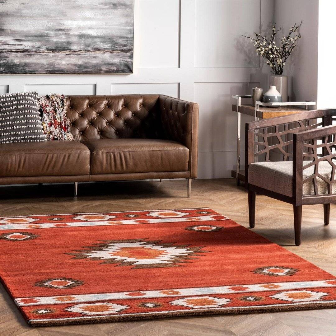 Union Rustic Joshua Hand-Tufted Wool Red Rug 259 x 351 cm Red
