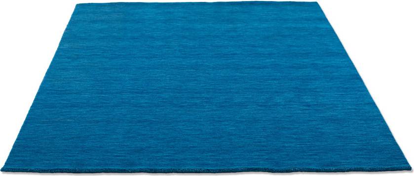 Theko Hand Loomed Wool Blue Rug Rectangle 70cm x 140cm Blue