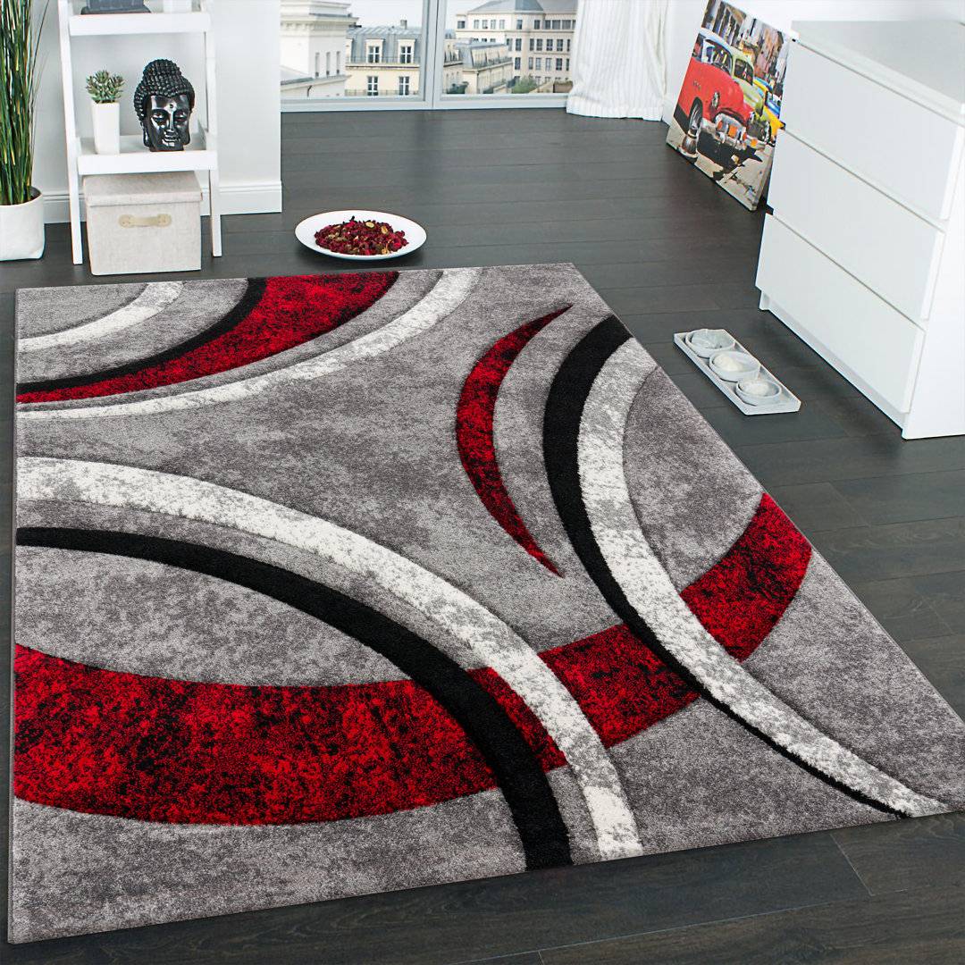 Zipcode Design Hailee Flatweave Grey Red Rug 200 x 290 cm Grey cm