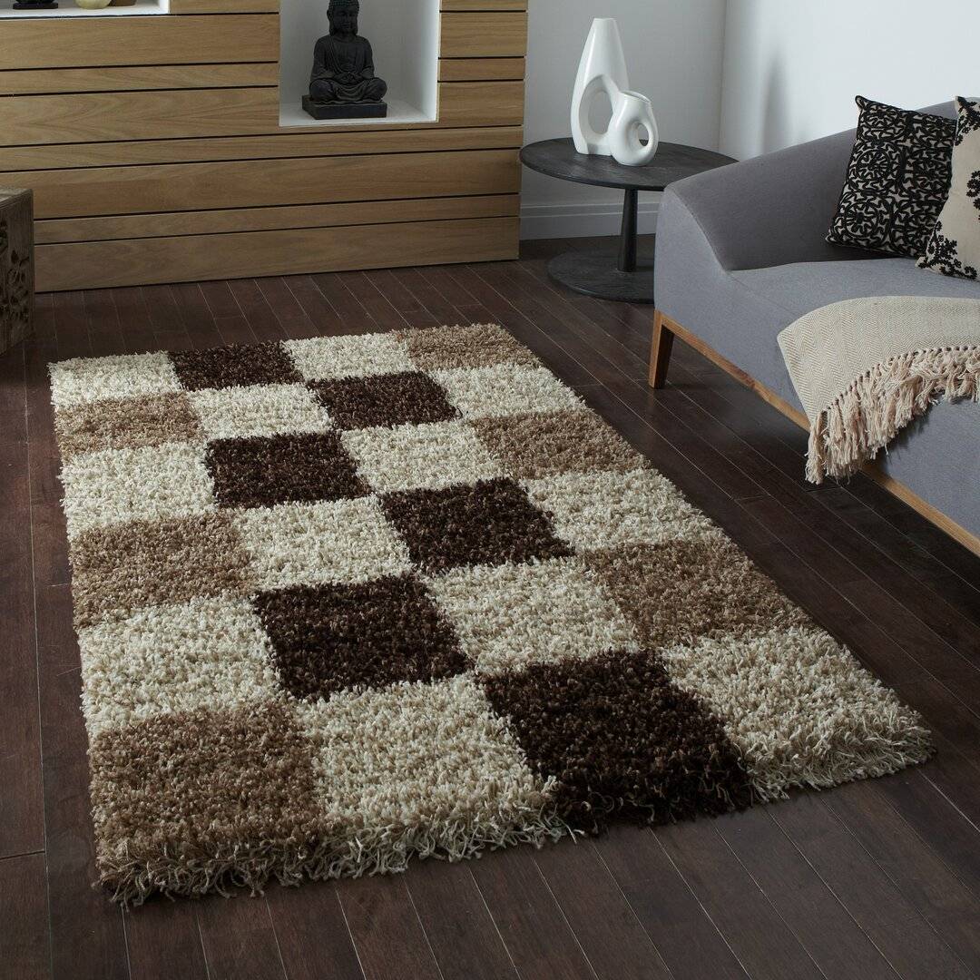 Union Rustic Tethys Area Rug Machine Woven Check Rectangle 160 x 230 cm - Brown Brown