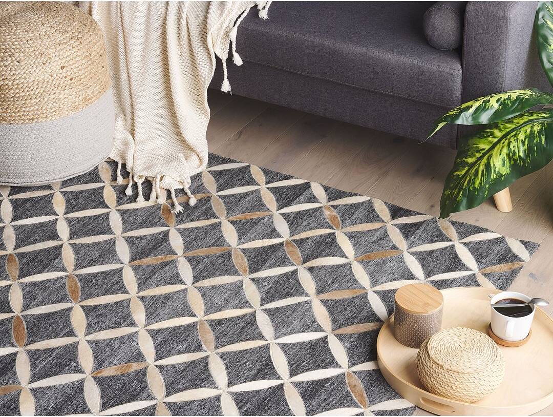 Union Rustic Decatur Cowhide Rug Grey