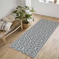 Serdim Rugs Machine Washable Quatrefoil Anti Grey