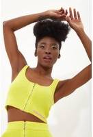 Yellow Knitted Rib Mini Skirt with Front Zip