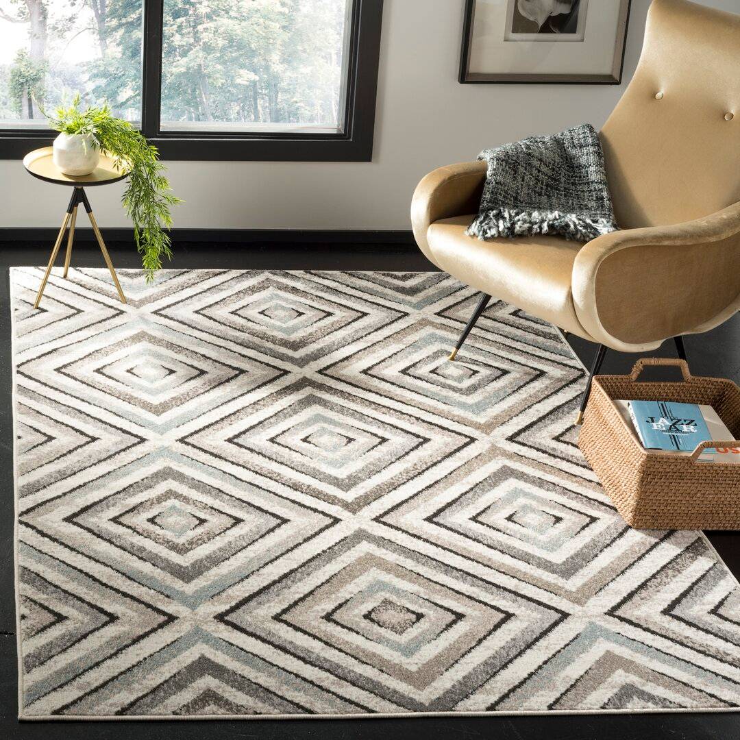 Ebern Designs Drew Light Grey Rug 90 x 150 cm