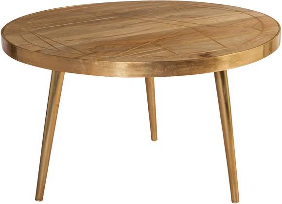 Handmade Light Gold Round Coffee Table