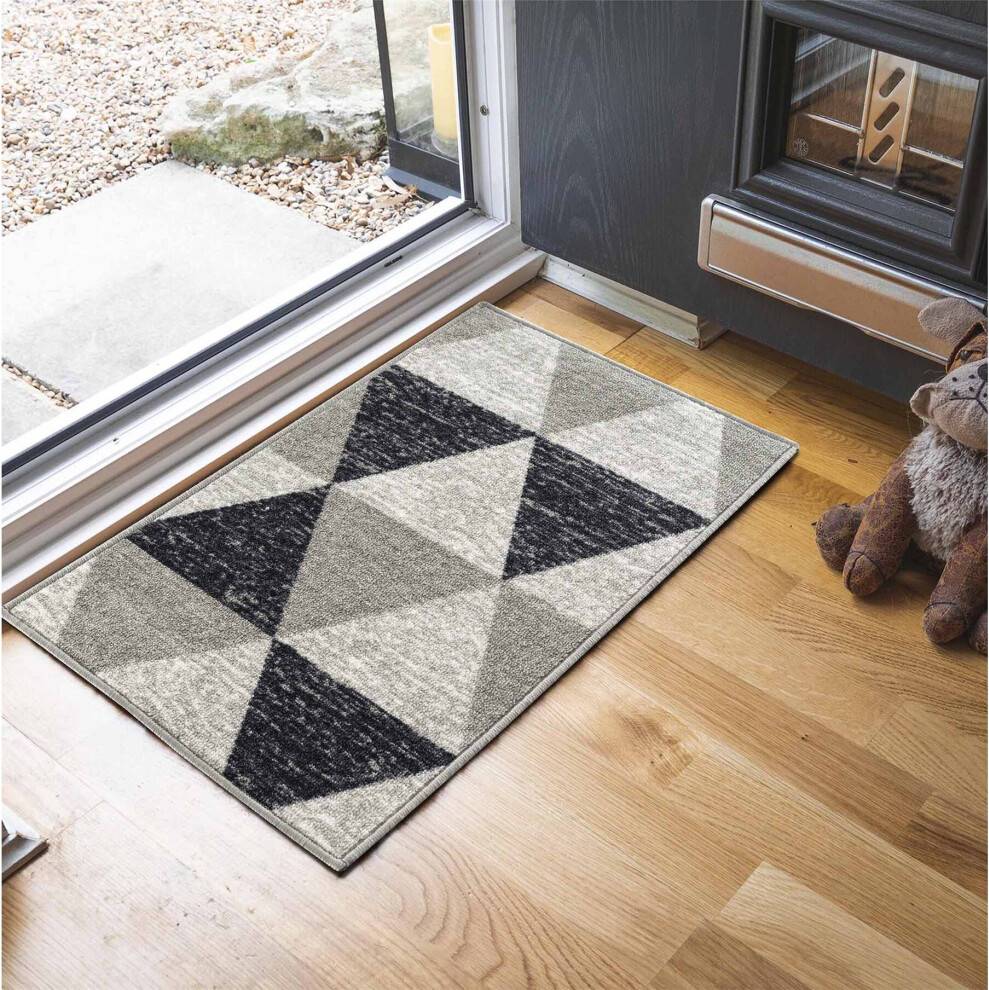 Serdim Rugs Machine Washable Triangle Anti Grey cm