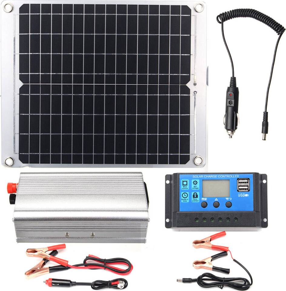Efficient Solar Powered System Solar Panel Kit 40W Dual USB Ports Solar Panel & 2000W Power Inverter & 10A Controller