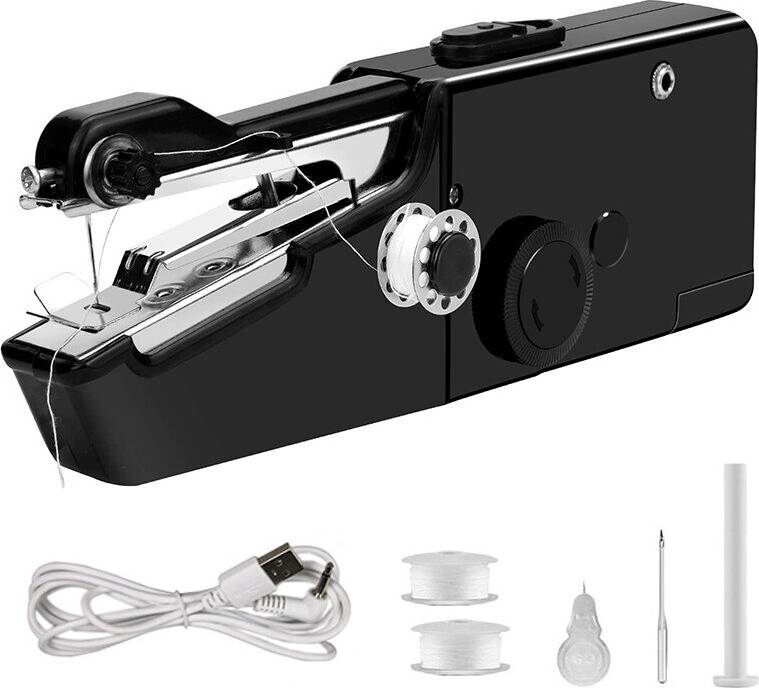 USB Electric Handheld Sewing Machine Kit, Cordless Mini Quick Repairing Sewing Machine for Curtain Leather