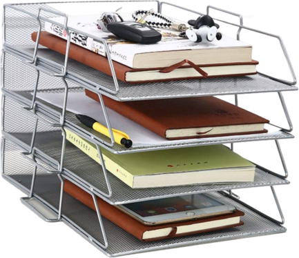 A4 paper Grandado Stackable Iron Mesh A4 Paper Organizer