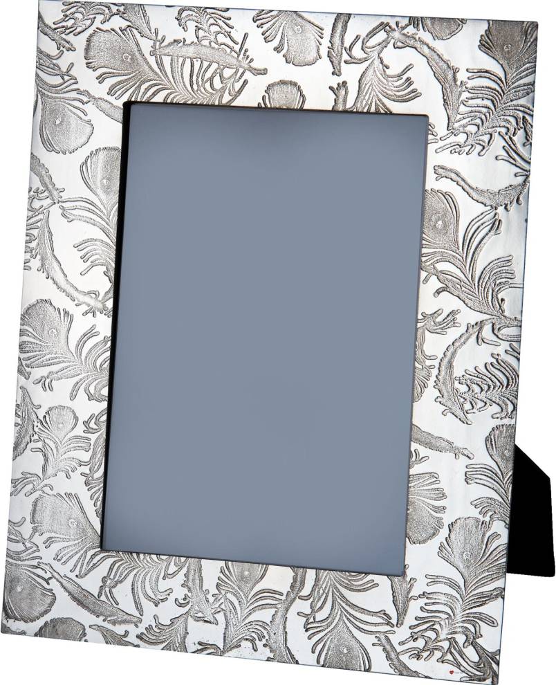 Large picture frames I Luv LTD Large Single Embossed Peacock Feather Pattern Photo Frame