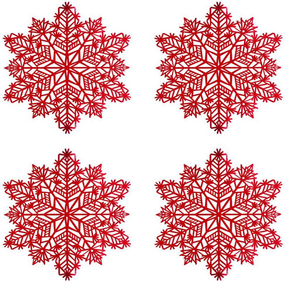 Torribaly Snowflake Decorations Snowflake Kitchen Place Mat Red
