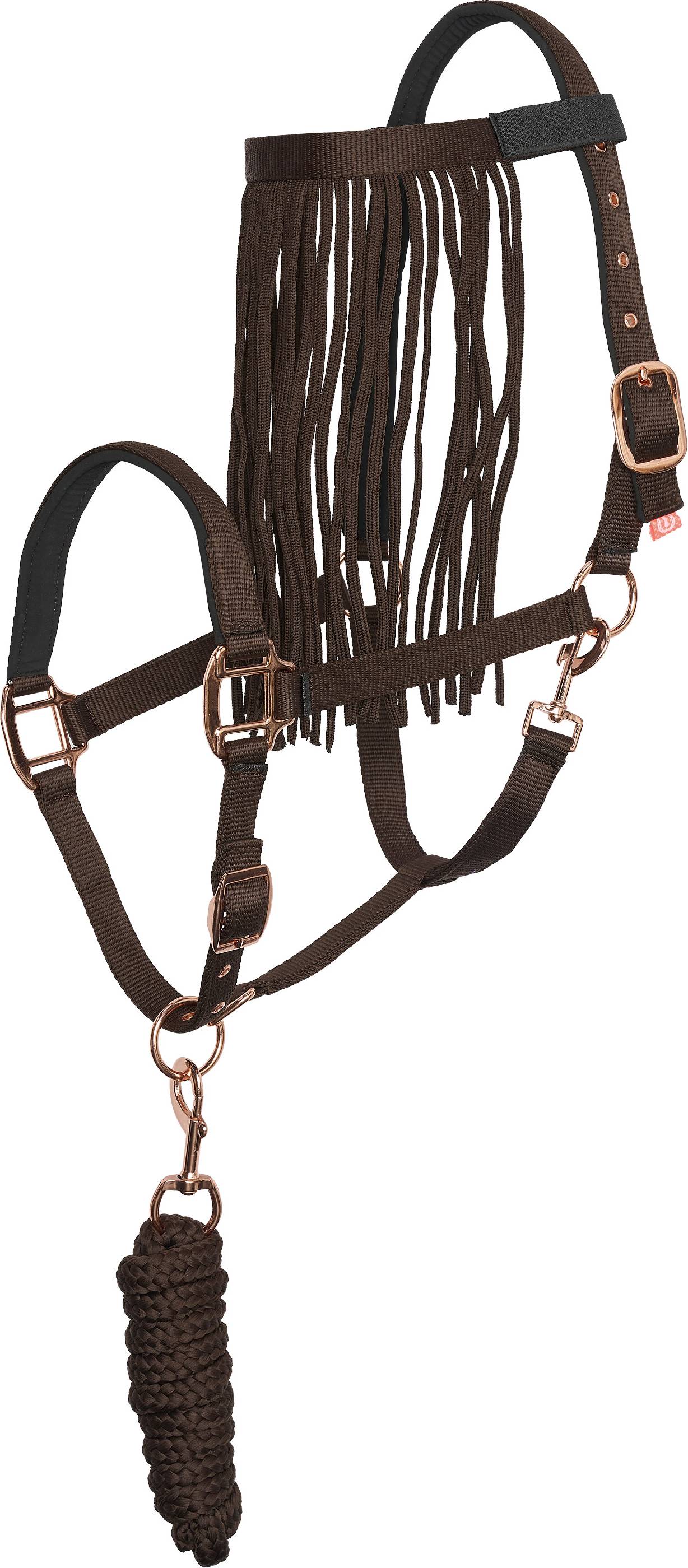 Imperial Riding Nylon Halter And Lead Rope Set With Fly Browband - Marron