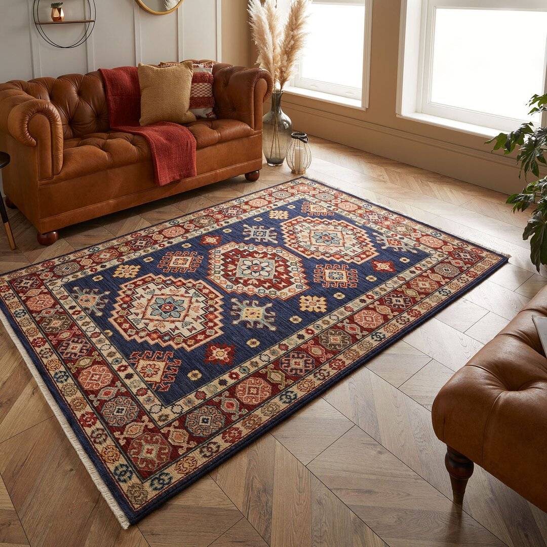 Three Posts Mapletown Tufted Cream Red Blue Rug Rectangle 240 x 340 cm