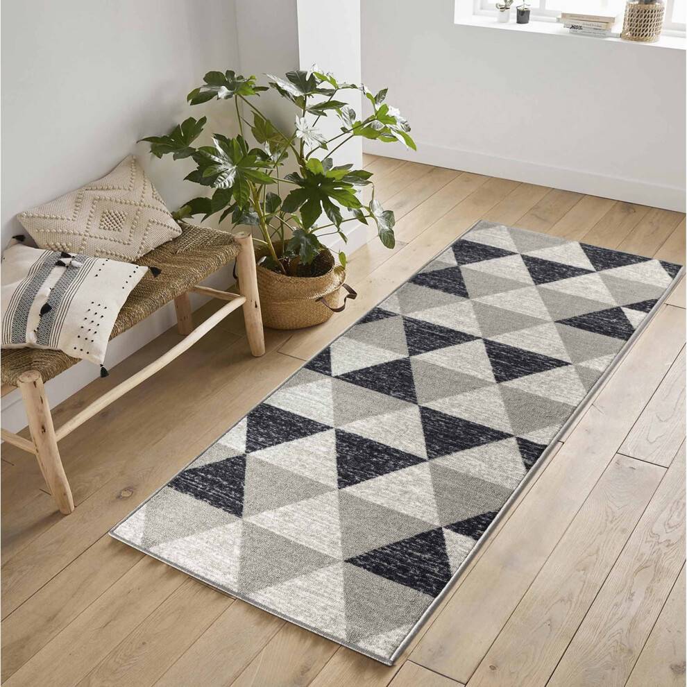 Serdim Rugs Machine Washable Triangle Anti Grey cm