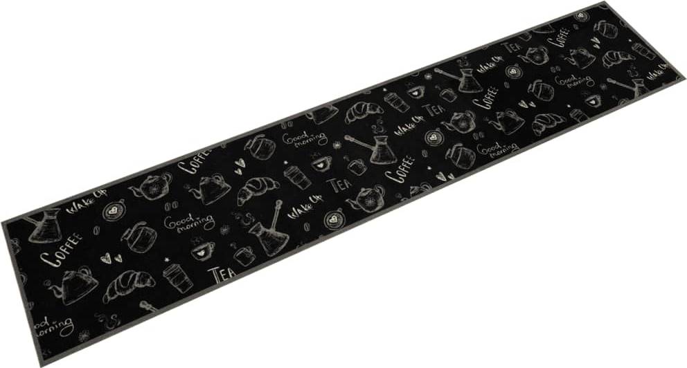 vidaXL Kitchen Rug Washable Morning 60 x 300 Sort Sort cm