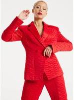 Lips Quilted Blazer In Red