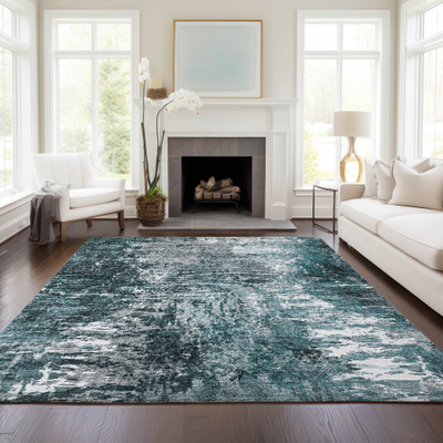 Addison Machine Washable Chantille Blue, Turquoise