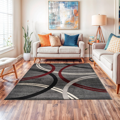 World Rug Gallery Contemporary Abstract Red