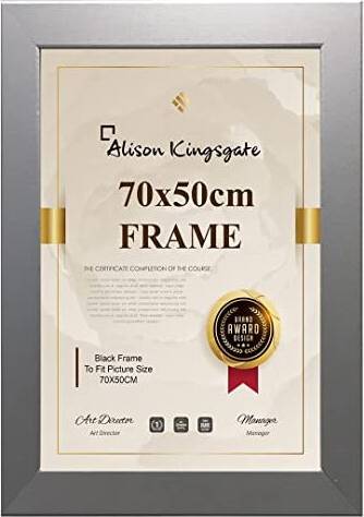 50 x 70 cm frame Alison Kingsgate Silver 50x70cm In Perspex Front & Mount In Photo Frame