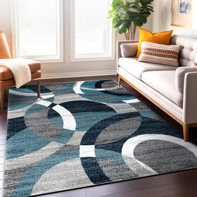World Rug Gallery Geometric Circles Gray