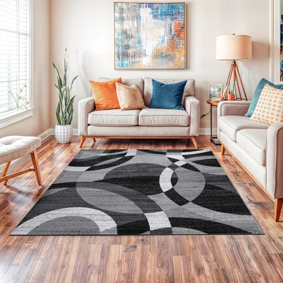World Rug Gallery Geometric Circles Gray