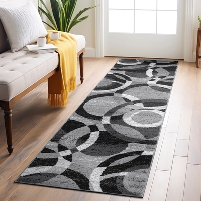 World Rug Gallery Geometric Circles Gray