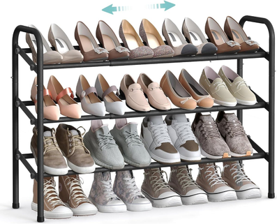 Songmics LEDREM 3-Tier Metal Expandable Shoe Rack