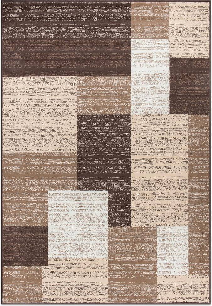 World Rug Gallery Contemporary Distressed Boxes Brown