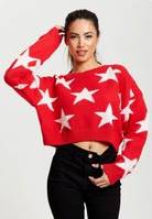 Liquorish Star Pattern Jumper In Red