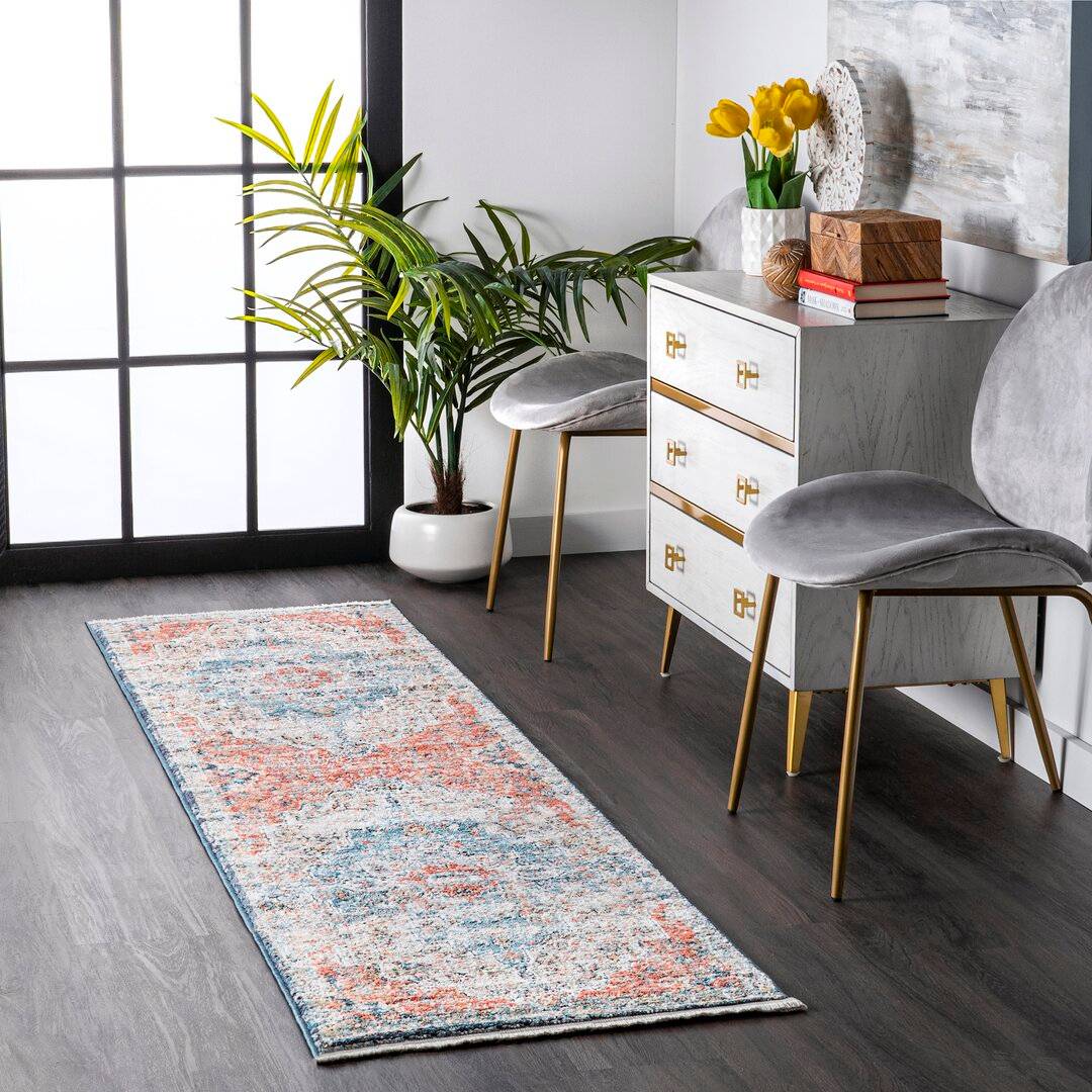 Blue Elephant Deja Orange/Red/Navy Rug