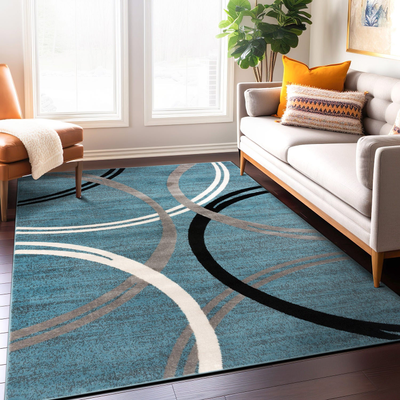 World Rug Gallery Contemporary Abstract Blue