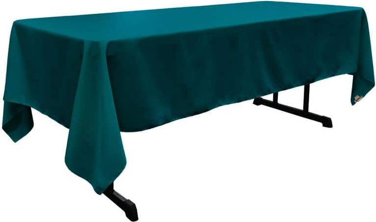 LA Linen Linen Polyester Poplin Rectangular 60x144 Tablecloth Turquoise