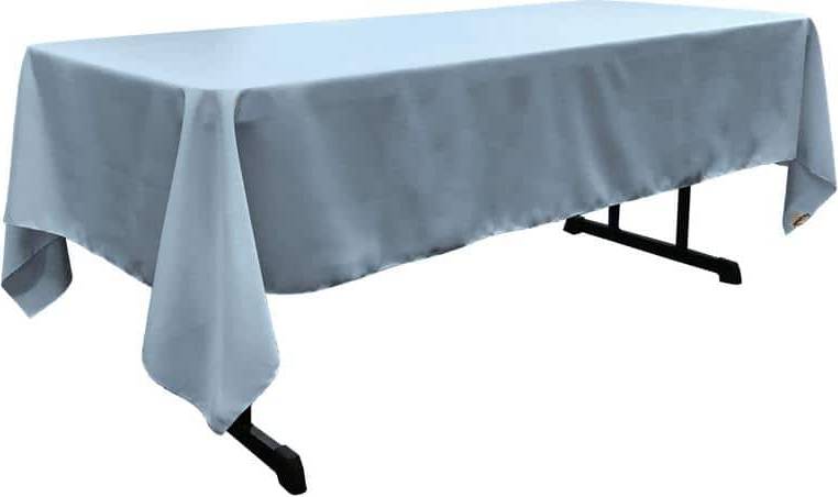 LA Linen Linen Polyester Poplin Rectangular 60x126 Tablecloth Blue