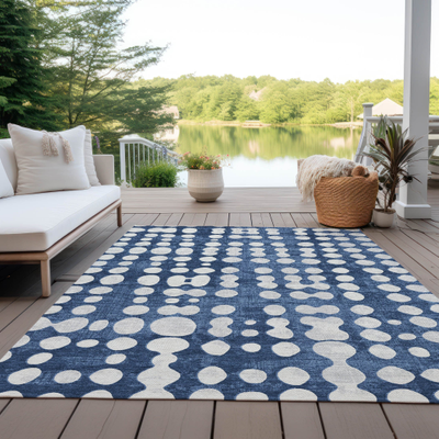 Addison Rugs Machine Washable Chantille Dots Blue