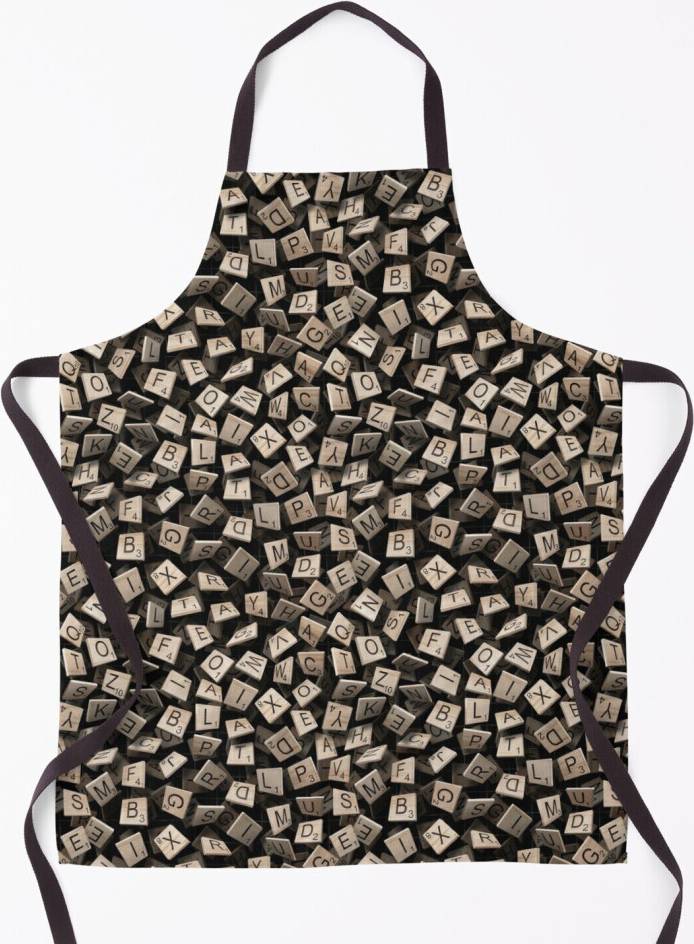 Famgem Scrabble Tile Madness Pattern Apron