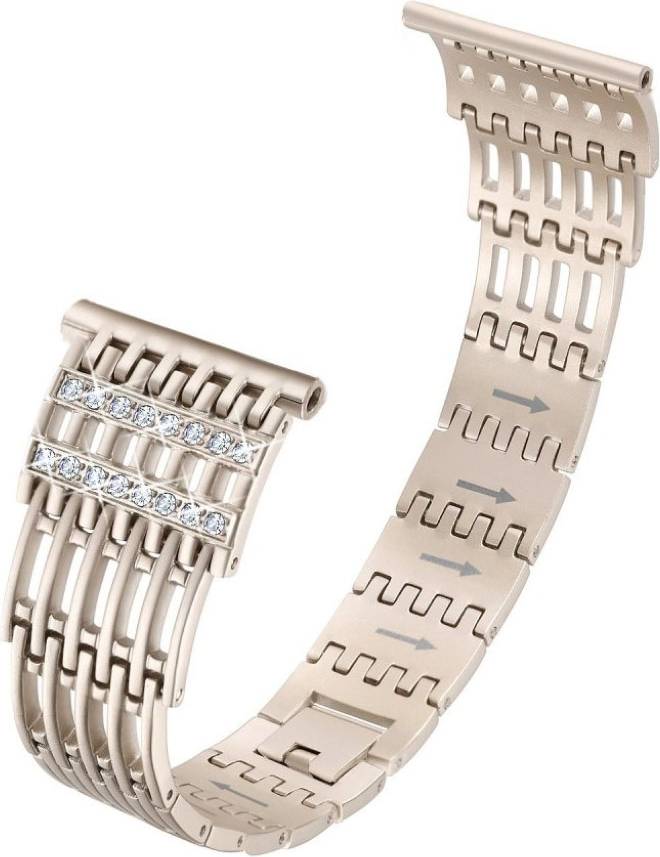 Fitbit Versa Stripe Rhinestone Décor Watch Strap Gold