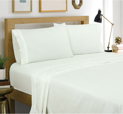 Royale Linens 400 Thread Count Bed Sheet White, Multicolor