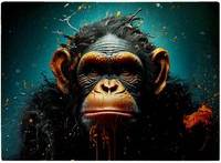 Warren Reed Monkey Face Splashart Blue Chopping Board