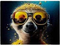 Warren Reed Meerkat With Golden Splashart Chopping Board
