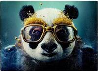Warren Reed Panda With Golden Splashart Chopping Board