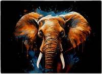 Warren Reed Splashart Elephant Blue Chopping Board